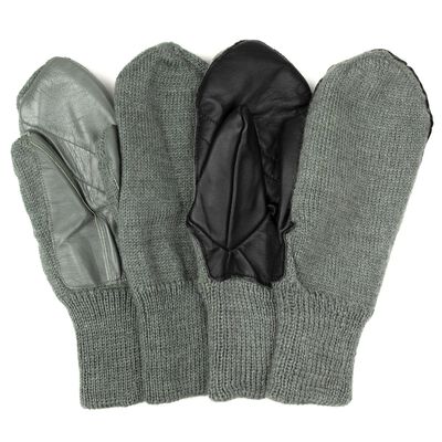 Swiss Military Wool Mittens With Leather Palm | Issued